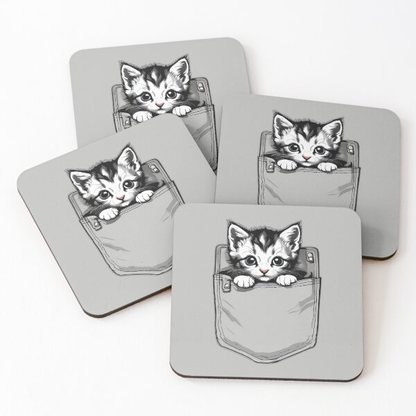 Item preview, Cute Black and White Kitten In a Grey Pocket designed and sold by Ignota-Stylz.