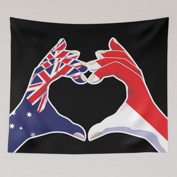 Item preview, Indonesia Indonesian Australian Australia Love Heart Peace designed and sold by FlagX.