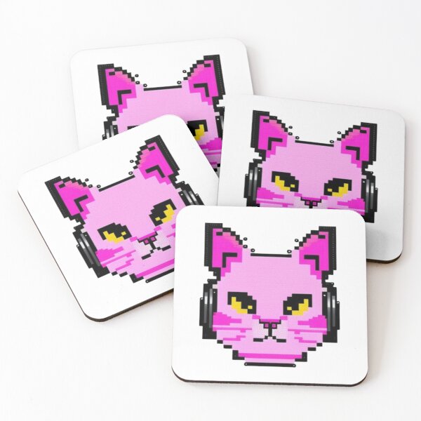 Item preview, Pink headphone pixel cat designed and sold by DakaPixelArt.
