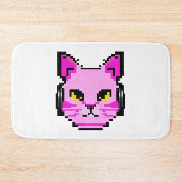 Item preview, Pink headphone pixel cat designed and sold by DakaPixelArt.