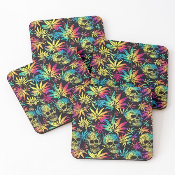 Item preview, Vibrant Skulls and Cannabis Weed Leaves Seamless Pattern designed and sold by MedicatedMedusa.