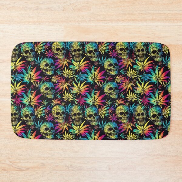 Item preview, Vibrant Skulls and Cannabis Weed Leaves Seamless Pattern designed and sold by MedicatedMedusa.
