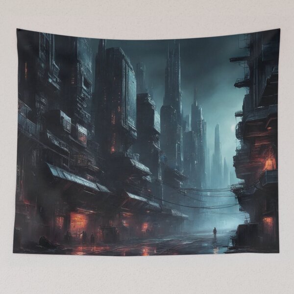 Item preview, Cyberpunk Dystopia, Abstract Science Fiction, Digital Art designed and sold by Burn-Ego.