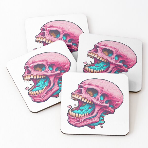 Item preview, Pink and Cyan Skull Decal designed and sold by SmashTeen.