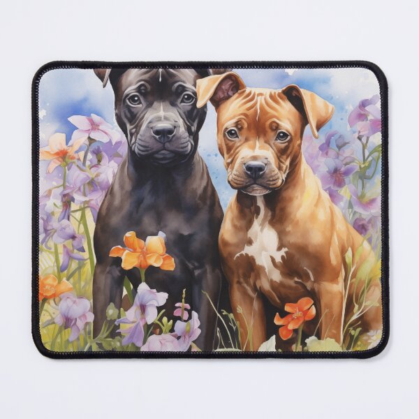 Item preview, Pitbulls in a Flower Garden (watercolor) designed and sold by Samuelsboro.