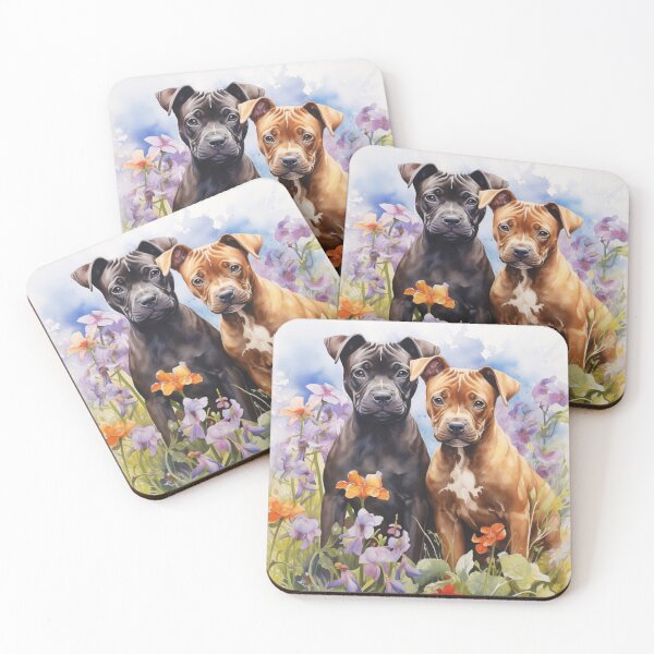Item preview, Pitbulls in a Flower Garden (watercolor) designed and sold by Samuelsboro.