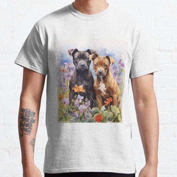 Item preview, Pitbulls in a Flower Garden (watercolor) designed and sold by Samuelsboro.