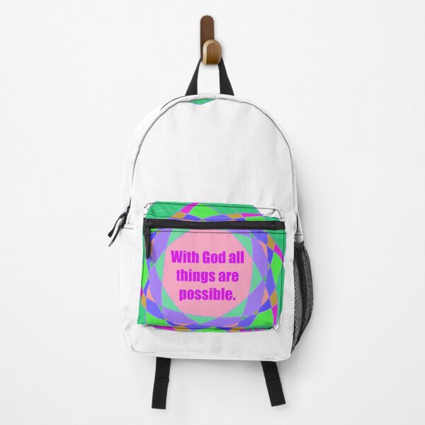 Item preview, Mark 10:27 "With God all things are possible." Bible Verse on Colorful Background with Pink Lettering designed and sold by Victoria Rose.