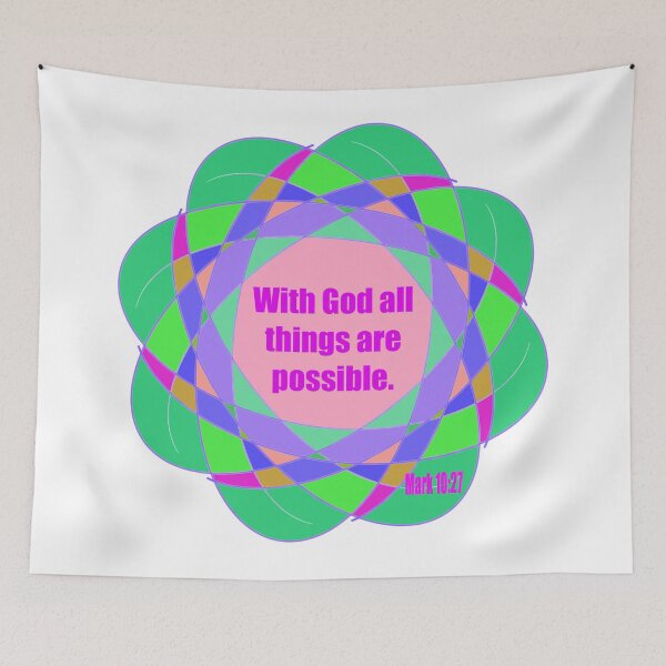 Item preview, Mark 10:27 "With God all things are possible."  Bible Verse on Colorful Background with Pink Lettering designed and sold by Victoria Rose.