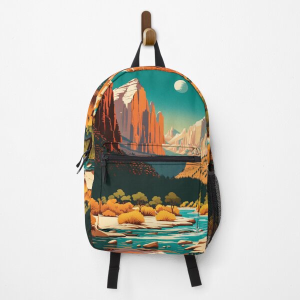 Item preview, Zion Landscape in Orange and Blue Tones with Moon designed and sold by Secondearth.