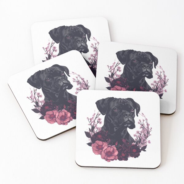 Item preview, Black boxer in flowers designed and sold by TheRealmWithin.