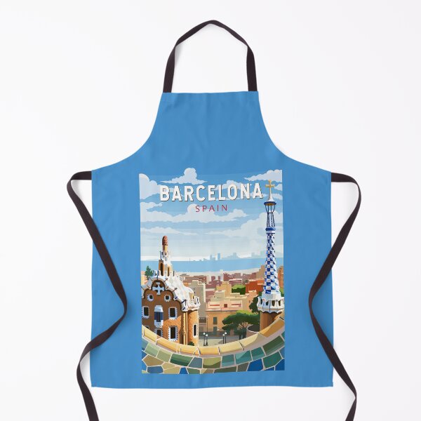 Item preview, Barcelona Spain Park Travel Art Vintage designed and sold by KrisSidDesigns.