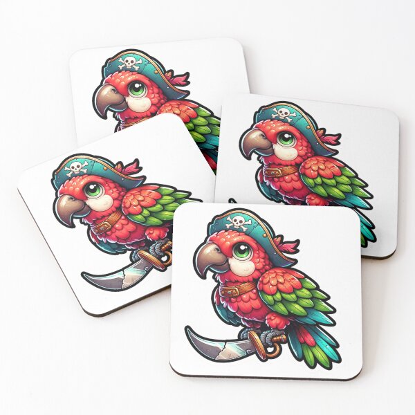 Item preview, Colorful Parrot Pirate with a sword, hat  designed and sold by BrinaandPops.