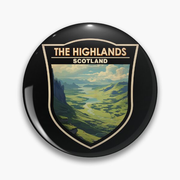 Artikelvorschau, Schottisches Hochland-Schottland-Reise-Kunst-Abzeichen entworfen und verkauft von KrisSidDesigns.