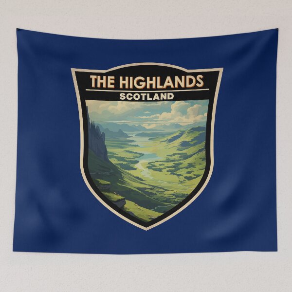 Item preview, Scottish Highlands Scotland Travel Art Badge designed and sold by KrisSidDesigns.