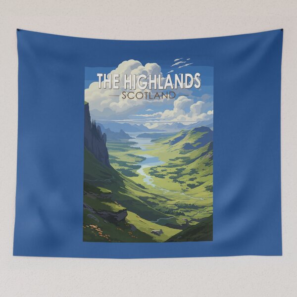 Item preview, Scottish Highlands Scotland Travel Art Vintage designed and sold by KrisSidDesigns.