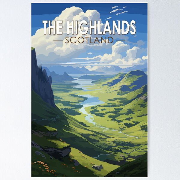 Item preview, Scottish Highlands Scotland Travel Art Vintage designed and sold by KrisSidDesigns.
