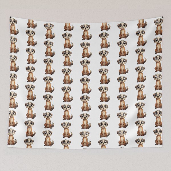 Aperçu de l'œuvre Suricate Kawaii Art et autocollants inspirés des animaux africains créée et vendue par CDC40.
