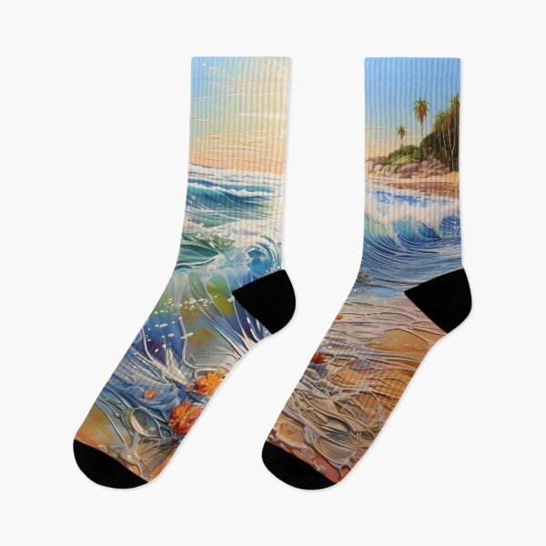Item preview, summer beach crashing waves oil painting designed and sold by dcrc.