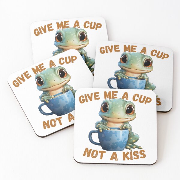 Item preview, Give Me A Cup Not A Kiss - Funny Kawaii Coffee frog designed and sold by JayCally.