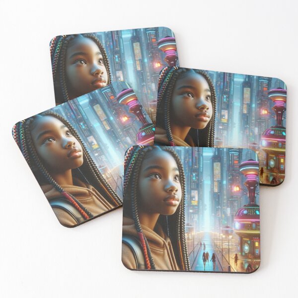 Item preview, Futuristic City: A Young African American Girl Dreamer's Eyes designed and sold by mymagicstoreus.