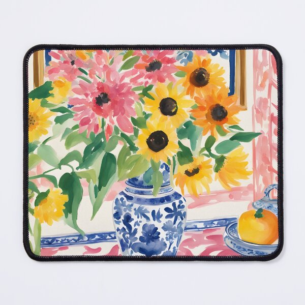 Item preview, Sunflowers in chinoiserie jar designed and sold by SophieClimaArt.