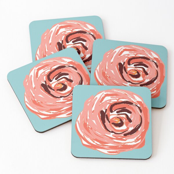 Item preview, Peach rose with Teal designed and sold by Artby-joelle.