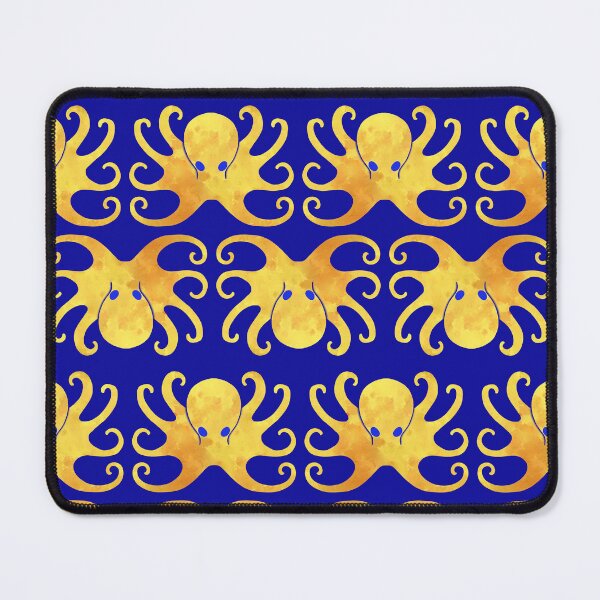 Item preview, Blue and Gold Octopus Pattern designed and sold by Cephalopod-Art.