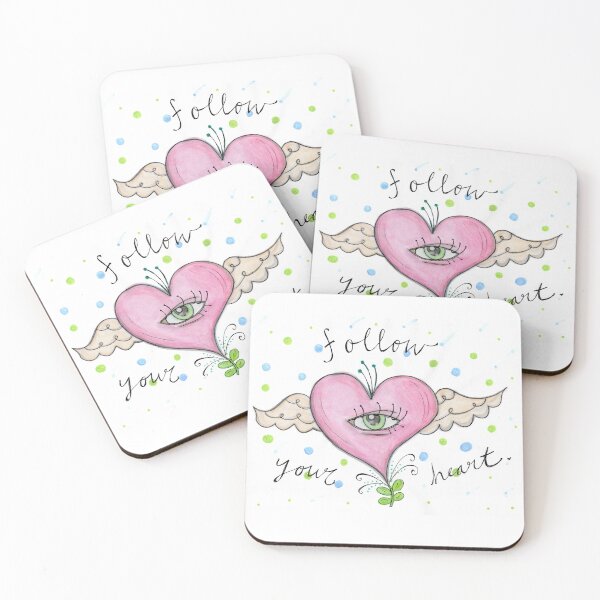 Item preview, Follow Your Heart Winged Flying Heart Painting designed and sold by LoveatFirstKiss.