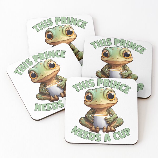 Item preview, This Prince Needs A Cup - Funny Kawaii Coffee frog designed and sold by JayCally.