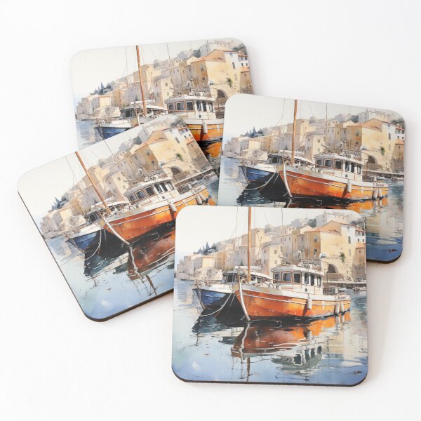 Item preview, Boats in harbor designed and sold by ViktorLevi.