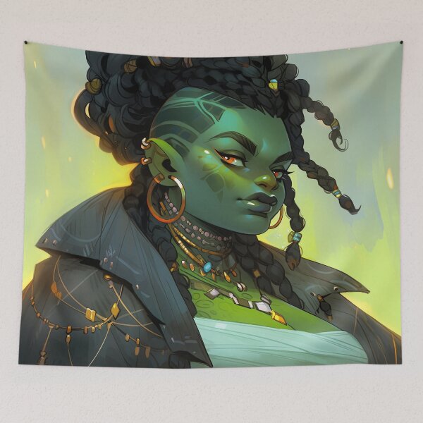 Item preview, Fantasy Warrior Orc Anime Girl designed and sold by bubblegoth.