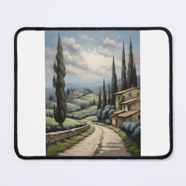 Item preview, A hilly landscape with a country house in Tuscany, vintage oil painting designed and sold by CreativeSparkzz.