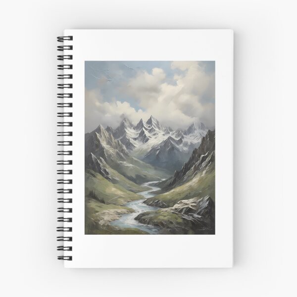 Item preview, A snowy mountain landscape and a raging river, vintage oil painting designed and sold by CreativeSparkzz.