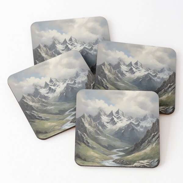 Item preview, A snowy mountain landscape and a raging river, vintage oil painting designed and sold by CreativeSparkzz.