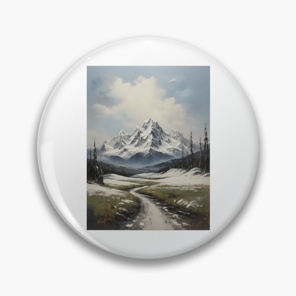 Item preview, A snow capped mountain, vintage oil painting designed and sold by CreativeSparkzz.