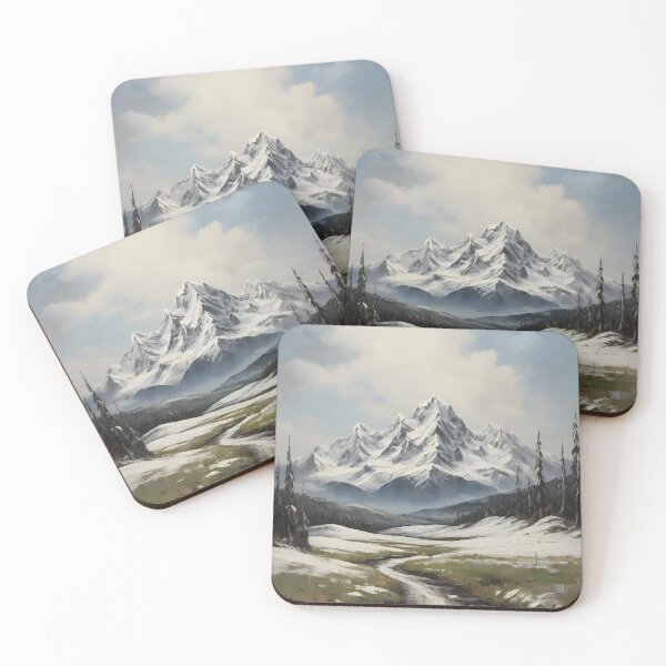 Item preview, A snow capped mountain, vintage oil painting designed and sold by CreativeSparkzz.