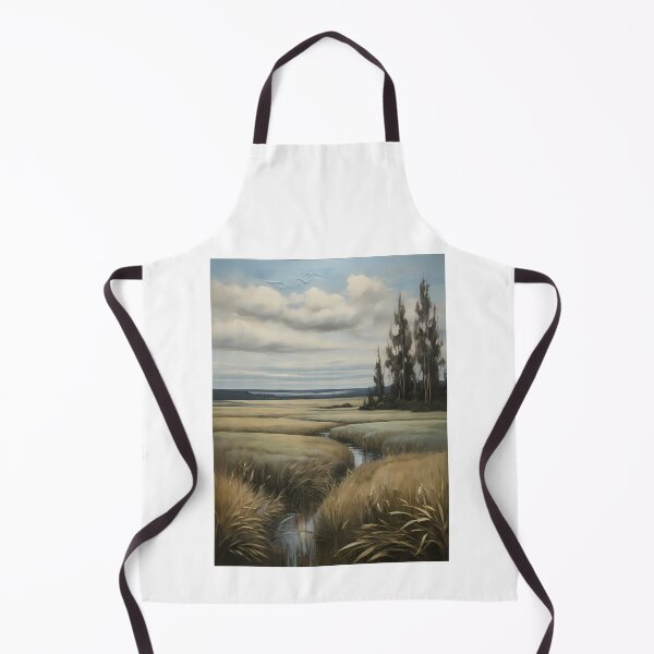 Item preview, A small stream runs through fields and meadows, vintage oil painting designed and sold by CreativeSparkzz.