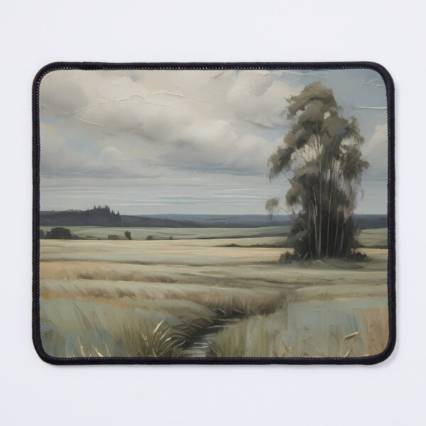 Item preview, A small stream runs through fields and meadows, vintage oil painting designed and sold by CreativeSparkzz.