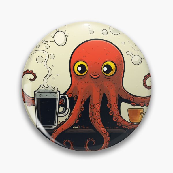 Item preview, Cute Funny Cartoon Retro Coffee Octopus designed and sold by JayCally.