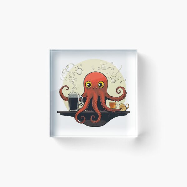 Item preview, Cute Funny Cartoon Retro Coffee Octopus designed and sold by JayCally.