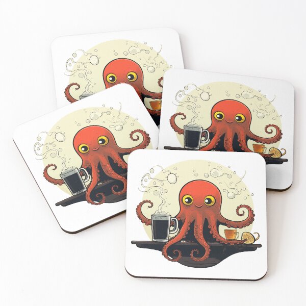 Item preview, Cute Funny Cartoon Retro Coffee Octopus designed and sold by JayCally.