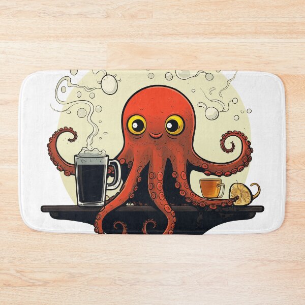 Item preview, Cute Funny Cartoon Retro Coffee Octopus designed and sold by JayCally.