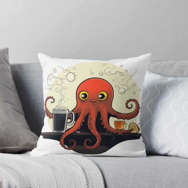 Item preview, Cute Funny Cartoon Retro Coffee Octopus designed and sold by JayCally.