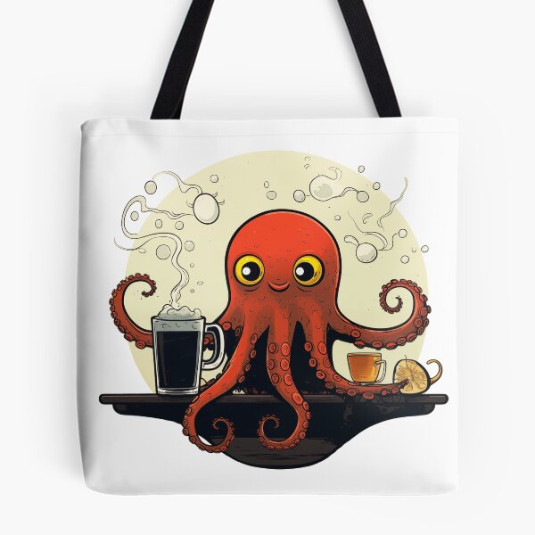 Item preview, Cute Funny Cartoon Retro Coffee Octopus designed and sold by JayCally.