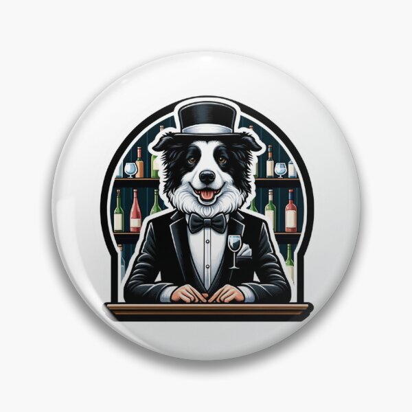 Item preview, Fancy Border Collie Bartender mixing drinks designed and sold by BrinaandPops.