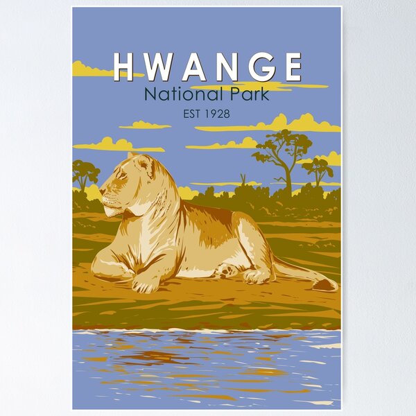 Item preview, Hwange National Park Zimbabwe Travel Art Vintage designed and sold by KrisSidDesigns.