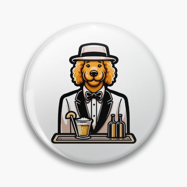 Item preview, Fancy Golden Doodle Bartender mixing drinks designed and sold by BrinaandPops.