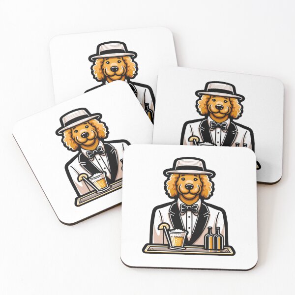 Item preview, Fancy Golden Doodle Bartender mixing drinks designed and sold by BrinaandPops.