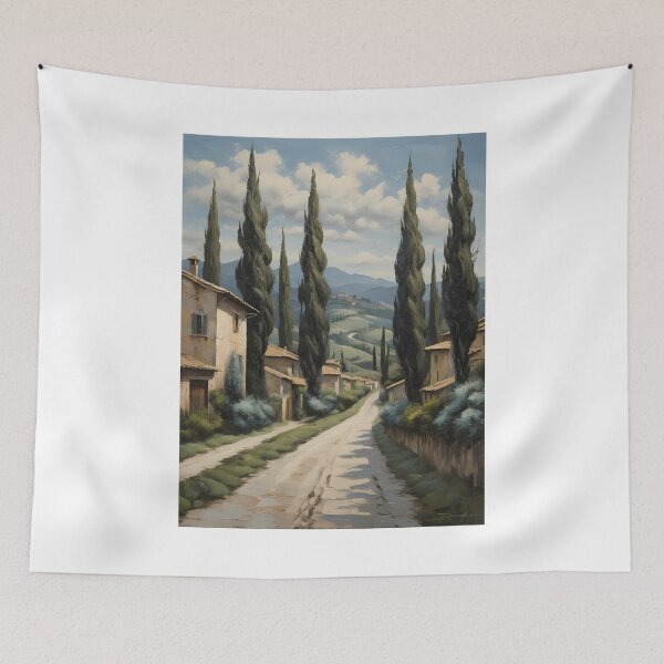 Item preview, A typical road through the Tuscan hills, vintage oil painting designed and sold by CreativeSparkzz.